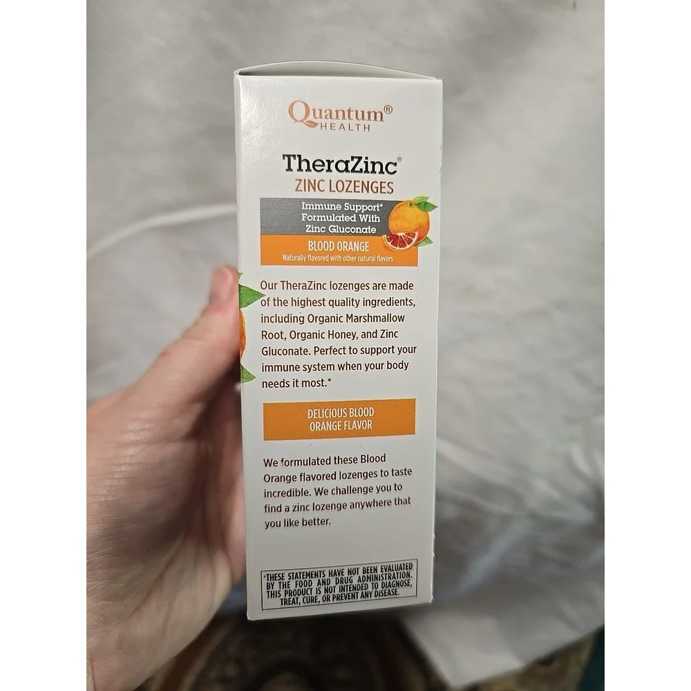 Quantum Health TheraZinc USDA Organic Zinc Lozenges|Blood Orange|Immune Support